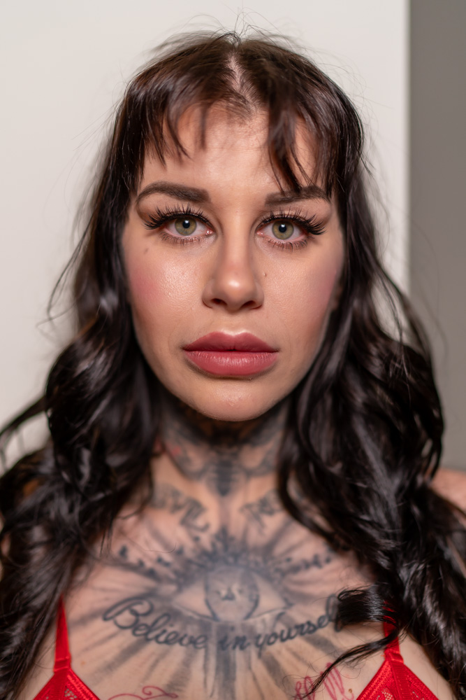 INKED boudoir model Ava Hell portrait